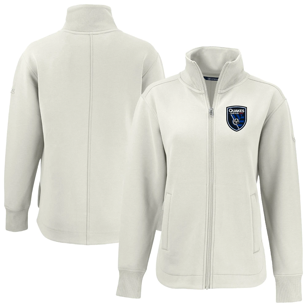 Women's Cutter & Buck Tan San Jose Earthquakes Roam Eco Full-Zip Recycled Jacket