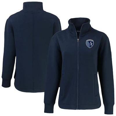 Women's Cutter & Buck Navy Sporting Kansas City Roam Eco Full-Zip Recycled Jacket