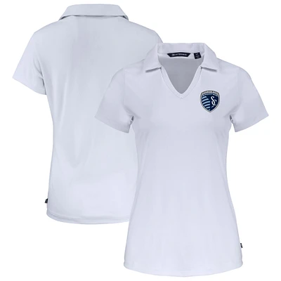 Women's Cutter & Buck White Sporting Kansas City Daybreak Eco Recycled V-Neck Polo
