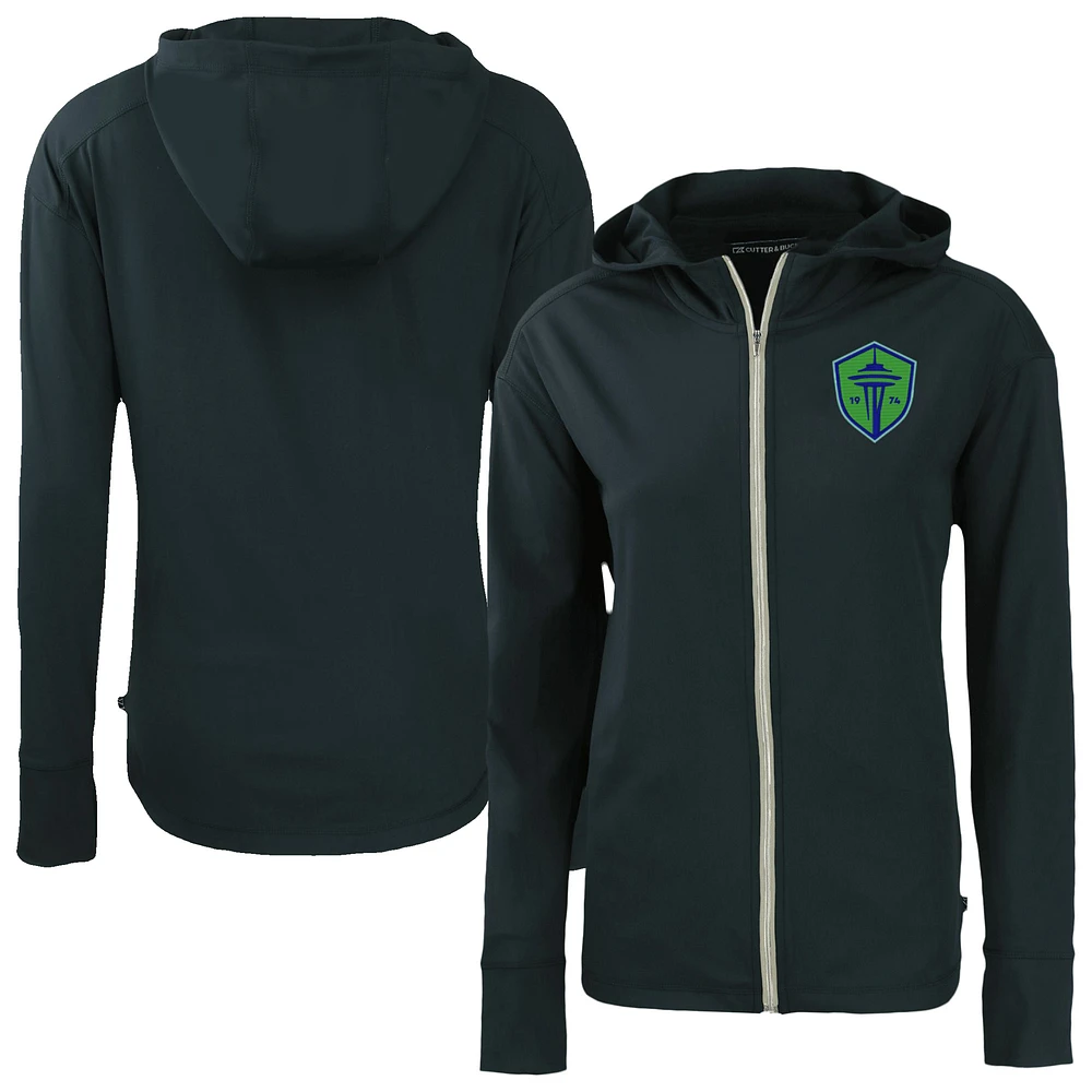 Women's Cutter & Buck Navy Seattle Sounders FC Daybreak Eco Recycled Full-Zip Hoodie