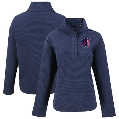 Women's Cutter & Buck Navy St. Louis City SC Hunts Point Eco Textured Fleece Recycled Quarter-Snap Pullover Top