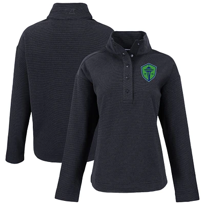 Women's Cutter & Buck Seattle Sounders FC Hunts Point Eco Textured Fleece Recycled Quarter-Snap Pullover Top