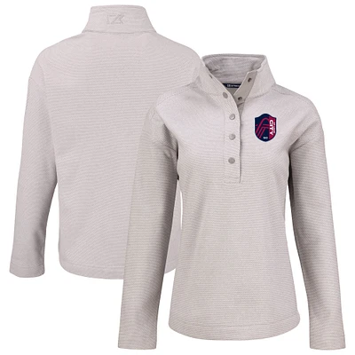 Women's Cutter & Buck Gray St. Louis City SC Hunts Point Eco Textured Fleece Recycled Quarter-Snap Pullover Top