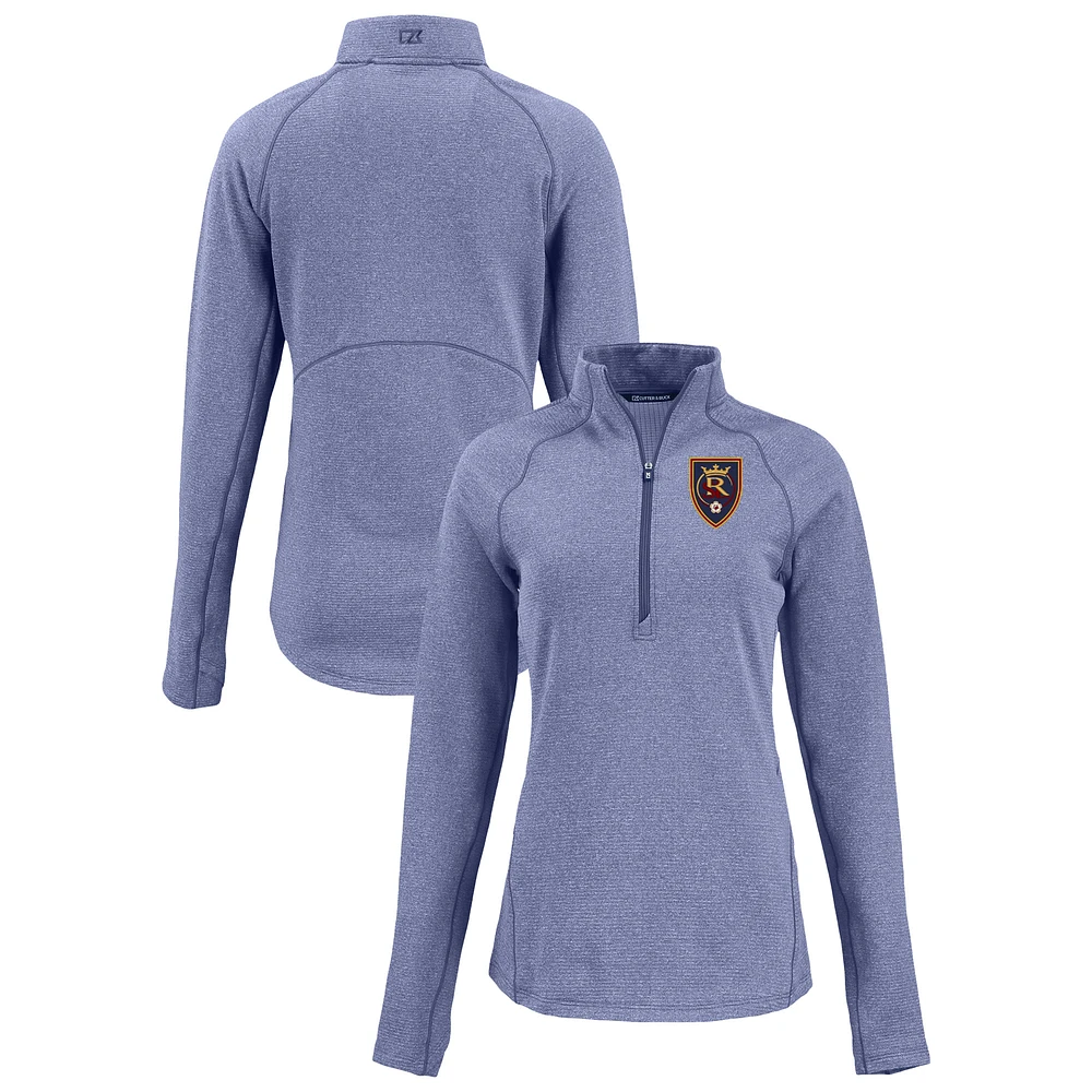 Women's Cutter & Buck Heather Real Salt Lake Peshastin Eco Fleece Recycled Half-Zip Pullover Top