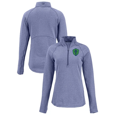 Women's Cutter & Buck Heather Seattle Sounders FC Peshastin Eco Fleece Recycled Half-Zip Pullover Top