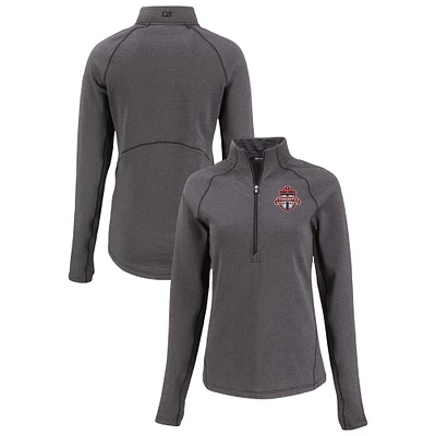 Women's Cutter & Buck Heather Toronto FC Peshastin Eco Fleece Recycled Half-Zip Pullover Top