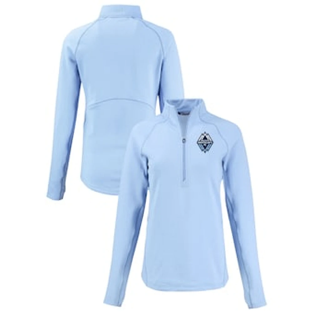 Women's Cutter & Buck Heather Powder Blue Vancouver Whitecaps FC Peshastin Eco Fleece Recycled Half-Zip Pullover Top