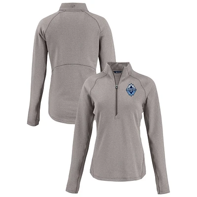 Women's Cutter & Buck Heather Gray Vancouver Whitecaps FC Peshastin Eco Fleece Recycled Half-Zip Pullover Top