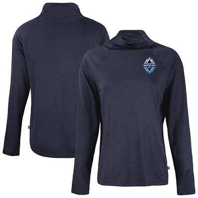 Women's Cutter & Buck Navy Vancouver Whitecaps FC Coastline Epic Comfort Eco Recycled Funnel-Neck Top