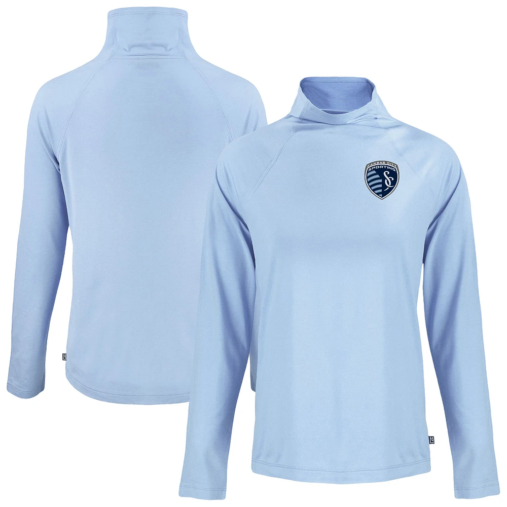 Women's Cutter & Buck Powder Blue Sporting Kansas City Coastline Epic Comfort Eco Recycled Funnel-Neck Top