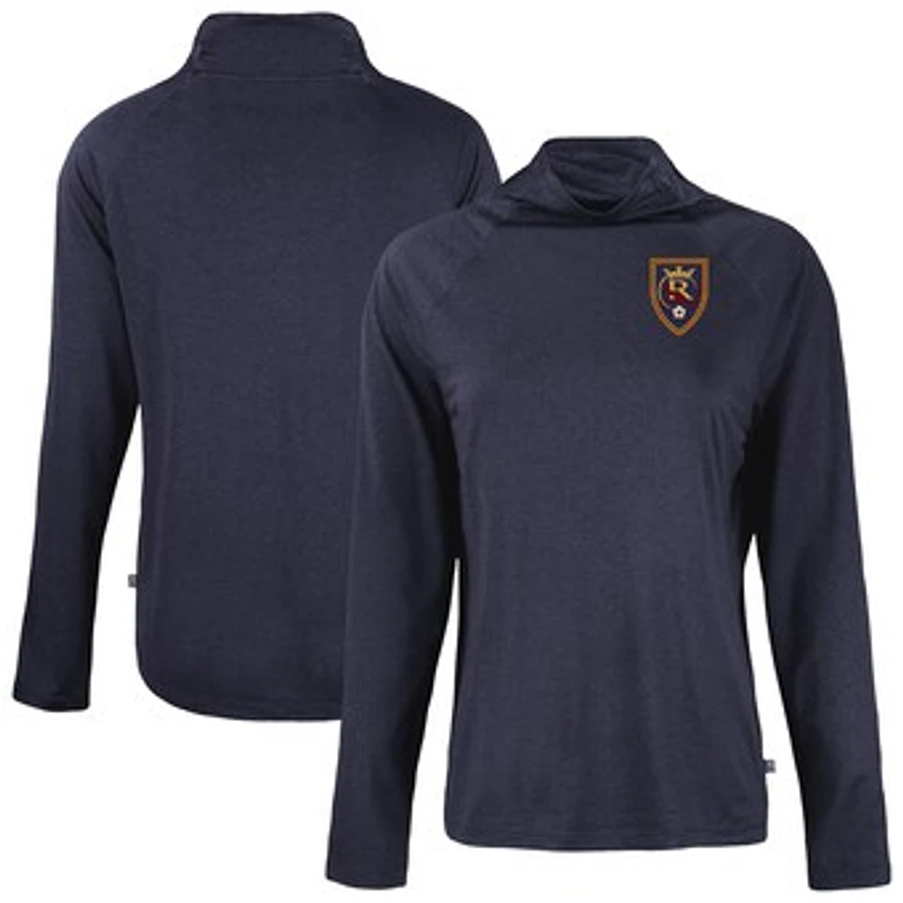 Women's Cutter & Buck Navy Real Salt Lake Coastline Epic Comfort Eco Recycled Funnel-Neck Top