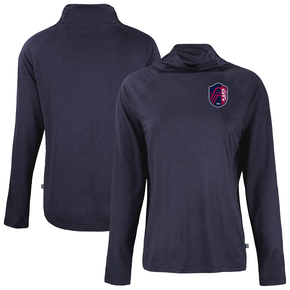 Women's Cutter & Buck Navy St. Louis City SC Coastline Epic Comfort Eco Recycled Funnel-Neck Top