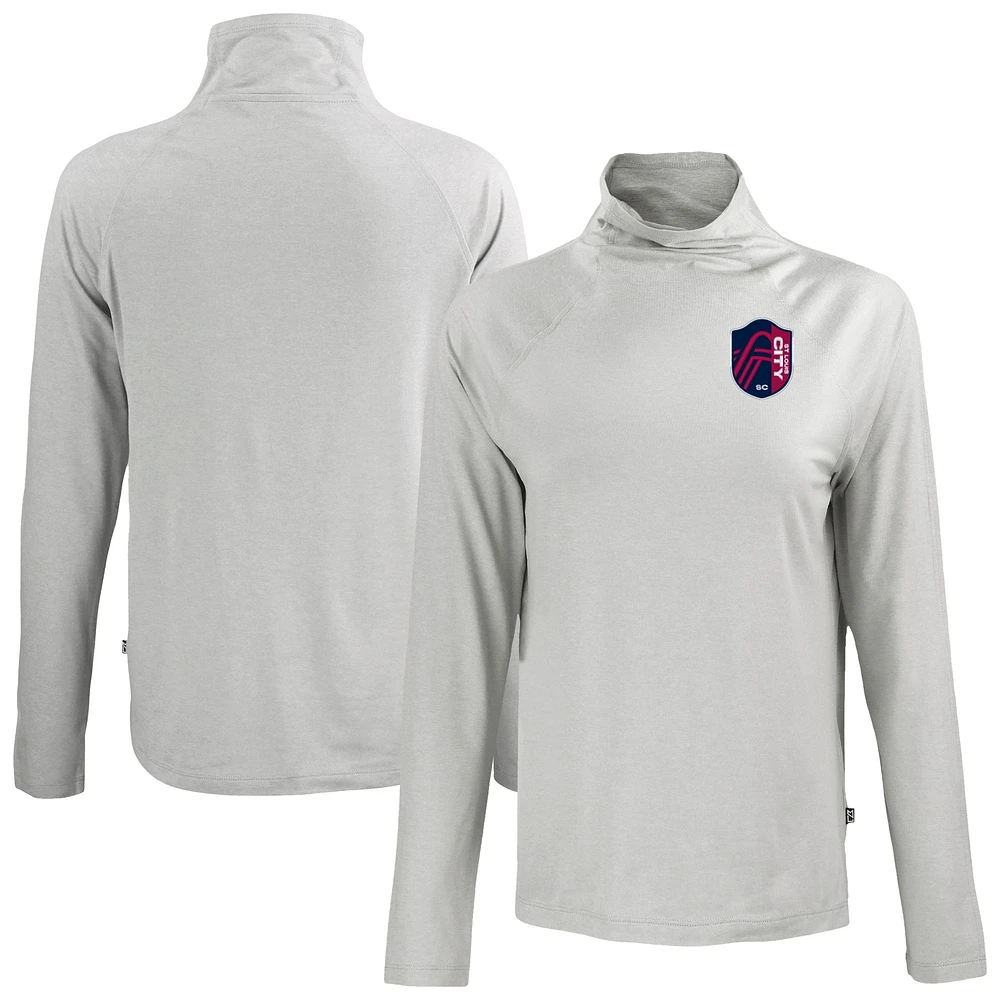 Women's Cutter & Buck Gray St. Louis City SC Coastline Epic Comfort Eco Recycled Funnel-Neck Top
