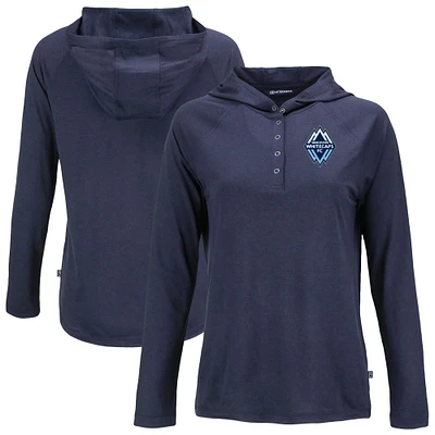 Women's Cutter & Buck Navy Vancouver Whitecaps FC Coastline Epic Comfort Eco Recycled Quarter-Snap Raglan Hoodie Top
