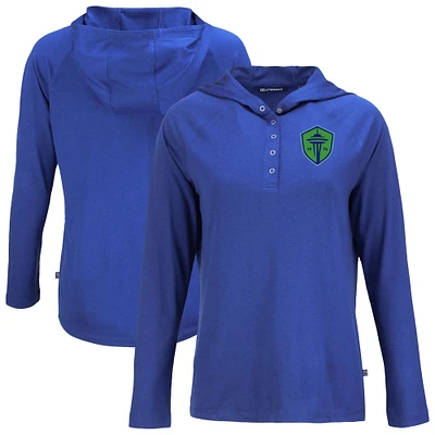 Women's Cutter & Buck Seattle Sounders FC Coastline Epic Comfort Eco Recycled Quarter-Snap Raglan Hoodie Top