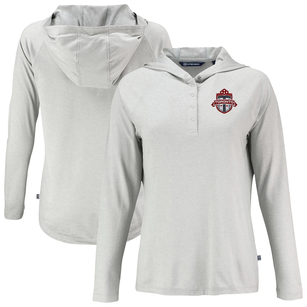 Women's Cutter & Buck Gray Toronto FC Coastline Epic Comfort Eco Recycled Quarter-Snap Raglan Hoodie Top