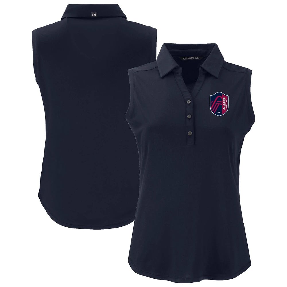 Women's Cutter & Buck Navy St. Louis City SC Forge Eco Stretch Recycled Sleeveless Polo