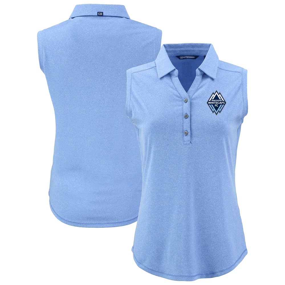 Women's Cutter & Buck Heather Powder Blue Vancouver Whitecaps FC Forge Eco Stretch Recycled Sleeveless Polo
