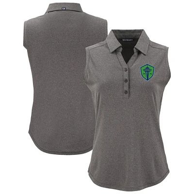 Women's Cutter & Buck Heather Black Seattle Sounders FC Forge Eco Stretch Recycled Sleeveless Polo