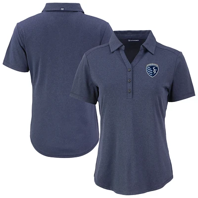 Women's Cutter & Buck Heather Navy Sporting Kansas City Forge Eco Stretch Recycled Polo
