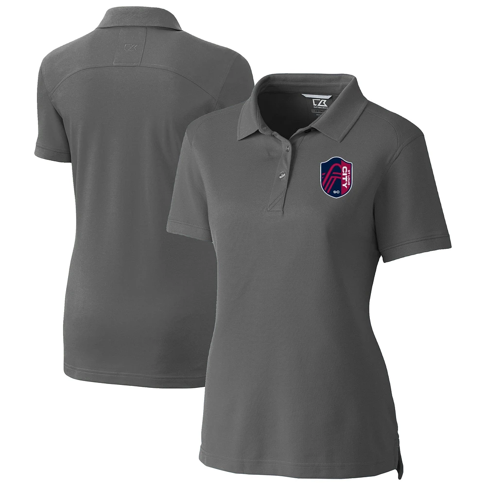 Women's Cutter & Buck Gray St. Louis City SC Advantage Eco Tri-Blend Pique Polo