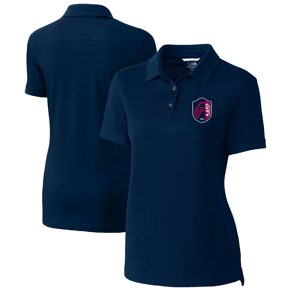 Women's Cutter & Buck Navy St. Louis City SC Advantage Eco Tri-Blend Pique Polo
