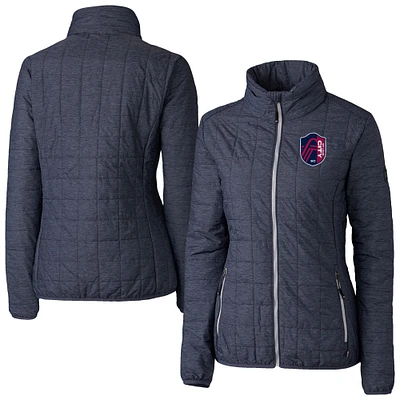 Women's Cutter & Buck Heather Navy St. Louis City SC Rainier PrimaLoft Eco Insulated Full-Zip Printed Puffer Jacket