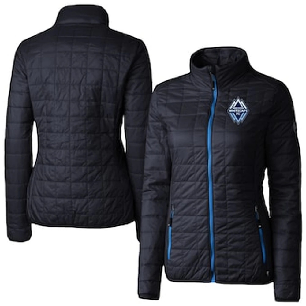 Women's Cutter & Buck Navy Vancouver Whitecaps FC Rainier PrimaLoft Eco Insulated Full-Zip Printed Puffer Jacket