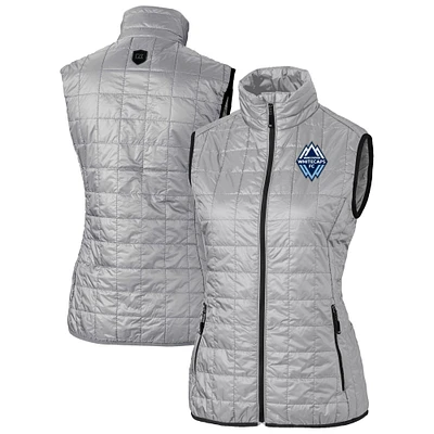 Women's Cutter & Buck Gray Vancouver Whitecaps FC Rainier PrimaLoft Eco Insulated Full-Zip Printed Puffer Vest
