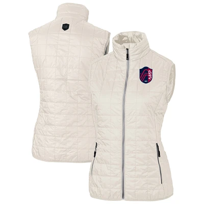 Women's Cutter & Buck Oatmeal St. Louis City SC Rainier PrimaLoft Eco Insulated Full-Zip Printed Puffer Vest