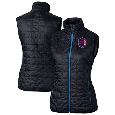 Women's Cutter & Buck Navy St. Louis City SC Rainier PrimaLoft Eco Insulated Full-Zip Printed Puffer Vest