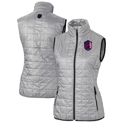 Women's Cutter & Buck Gray St. Louis City SC Rainier PrimaLoft Eco Insulated Full-Zip Printed Puffer Vest