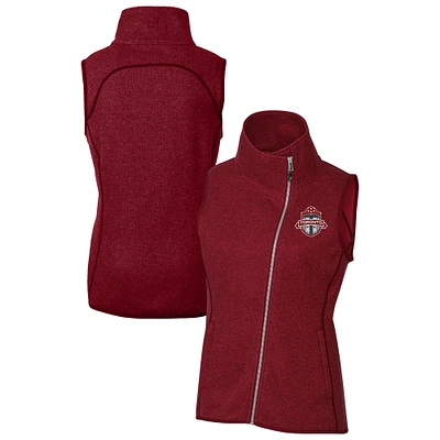 Women's Cutter & Buck Heather Toronto FC Mainsail Sweater-Knit Full-Zip Asymmetrical Vest