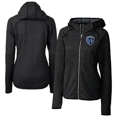 Women's Cutter & Buck Heather Gray Sporting Kansas City Mainsail Sweater-Knit Full-Zip Jacket