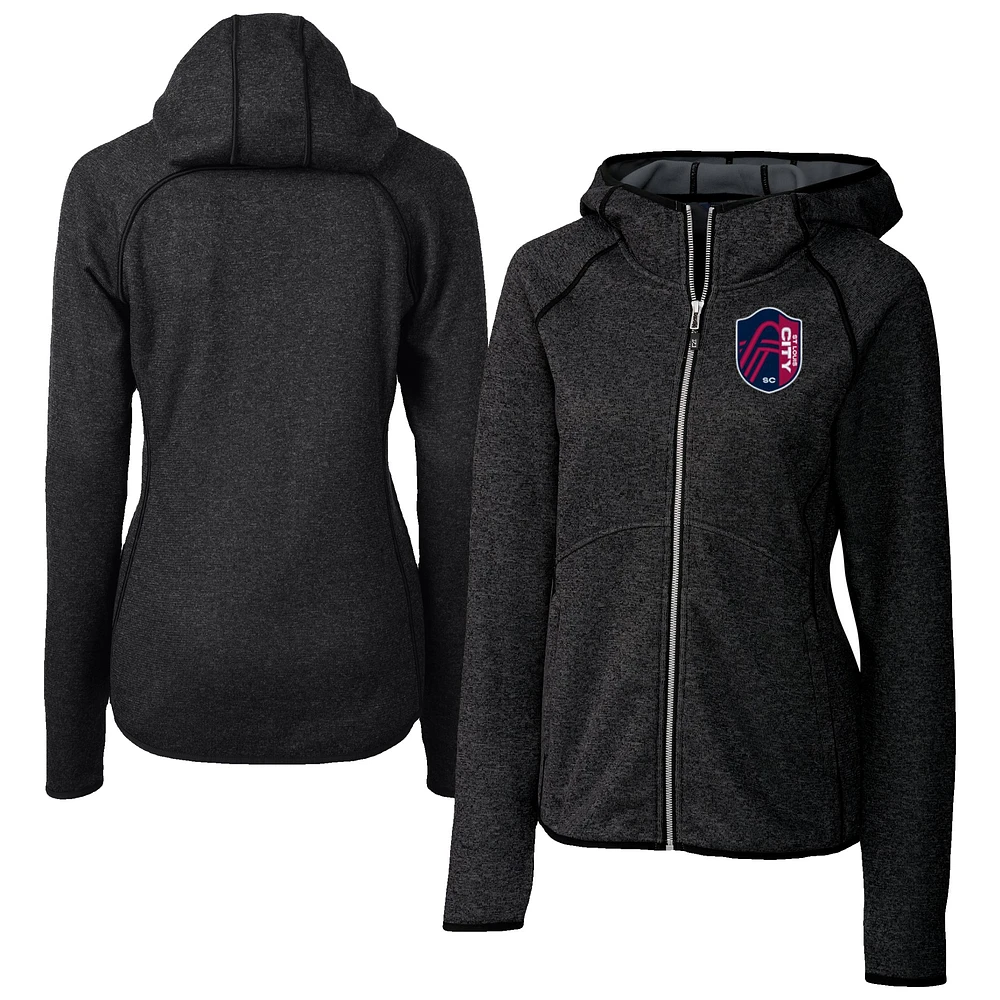 Women's Cutter & Buck Heather Gray St. Louis City SC Mainsail Sweater-Knit Full-Zip Jacket