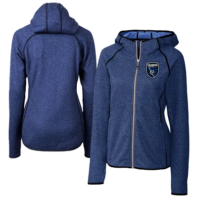 Women's Cutter & Buck Heather San Jose Earthquakes Mainsail Sweater-Knit Full-Zip Jacket