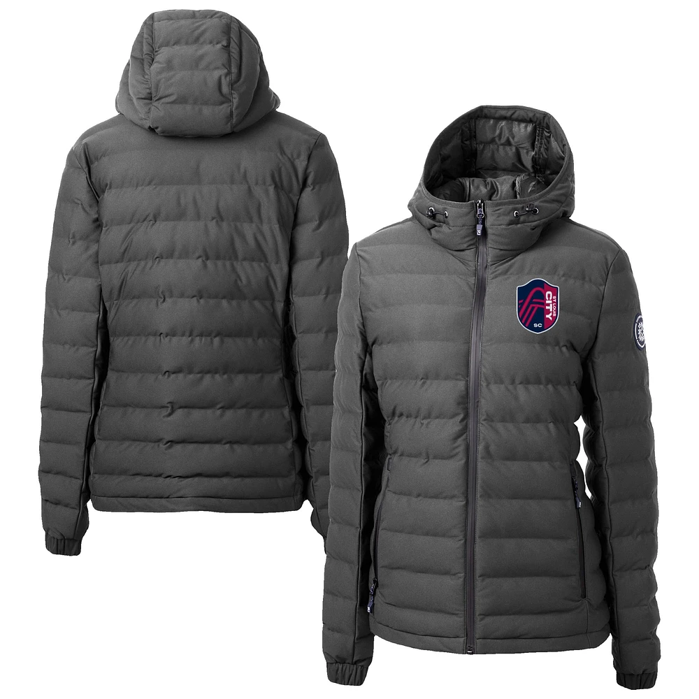 Women's Cutter & Buck Gray St. Louis City SC Mission Ridge Repreve Eco Insulated Hooded Puffer Jacket