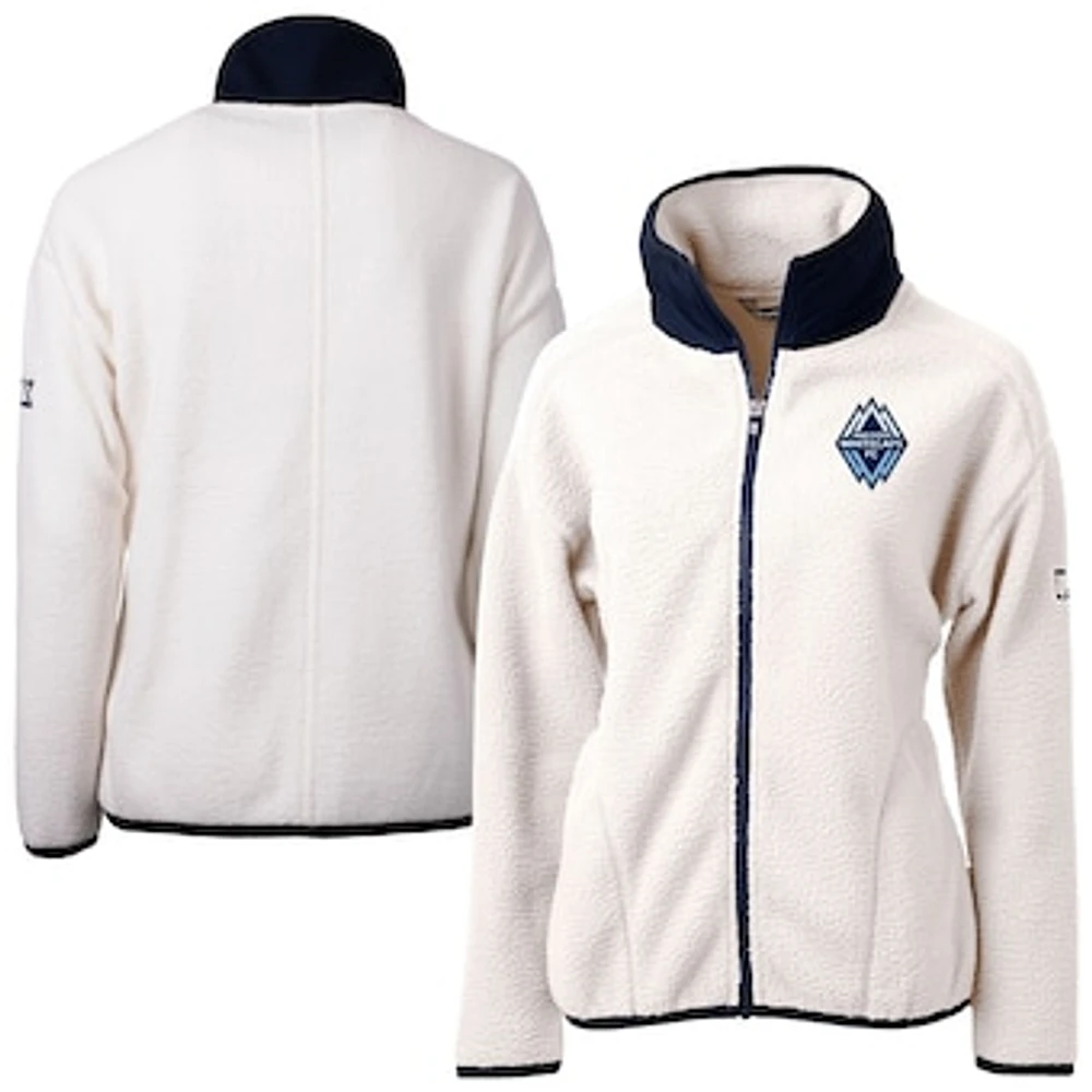 Women's Cutter & Buck Oatmeal Vancouver Whitecaps FC Cascade Eco Fleece Full-Zip Jacket