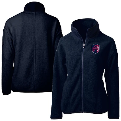 Women's Cutter & Buck Navy St. Louis City SC Cascade Eco Fleece Full-Zip Jacket
