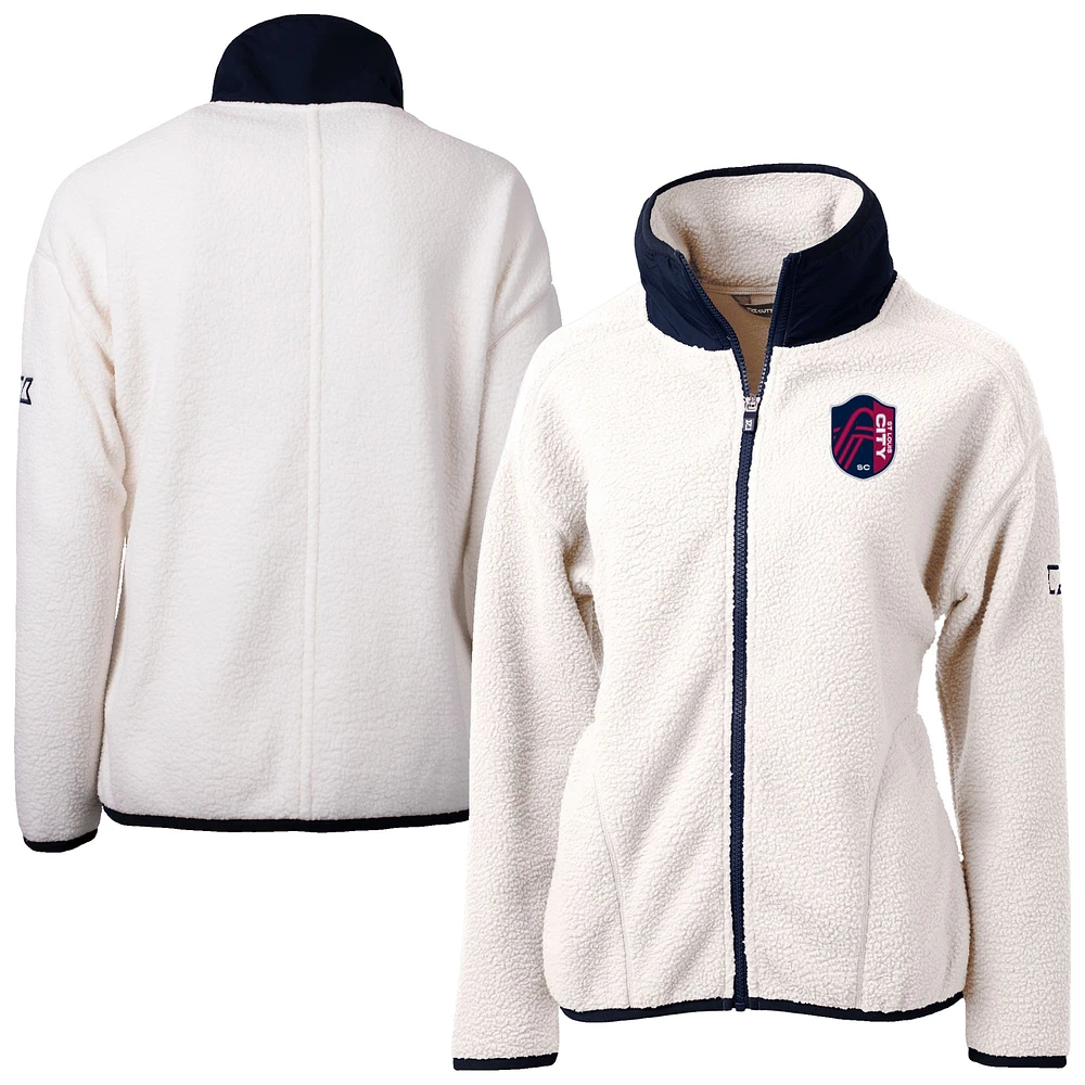 Women's Cutter & Buck Oatmeal St. Louis City SC Cascade Eco Fleece Full-Zip Jacket