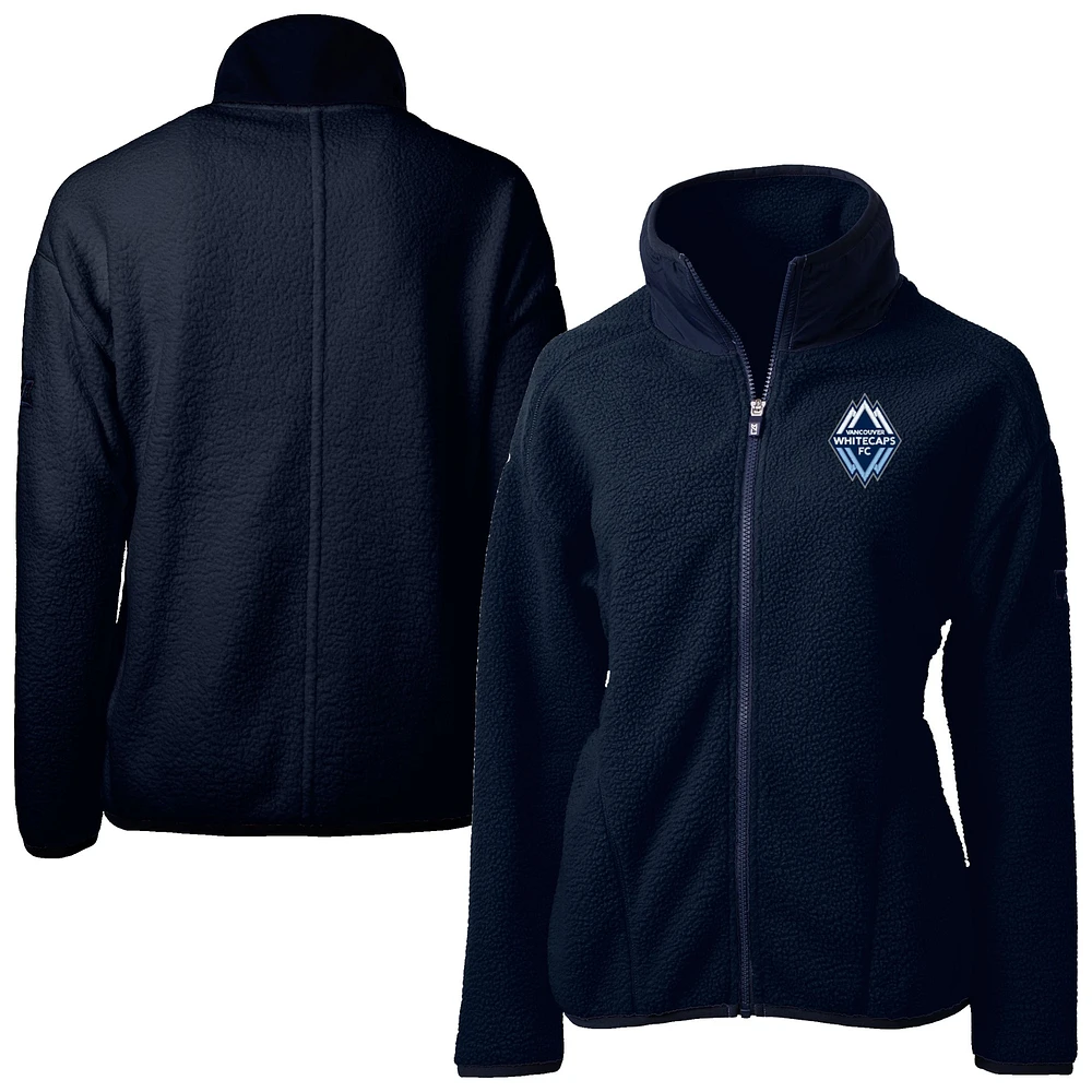 Women's Cutter & Buck Navy Vancouver Whitecaps FC Cascade Eco Fleece Full-Zip Jacket
