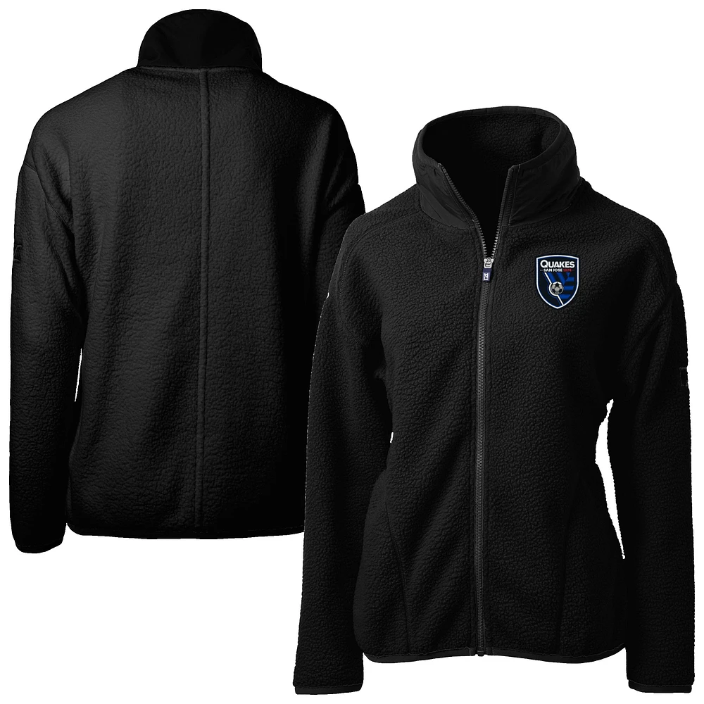 Women's Cutter & Buck Black San Jose Earthquakes Cascade Eco Fleece Full-Zip Jacket