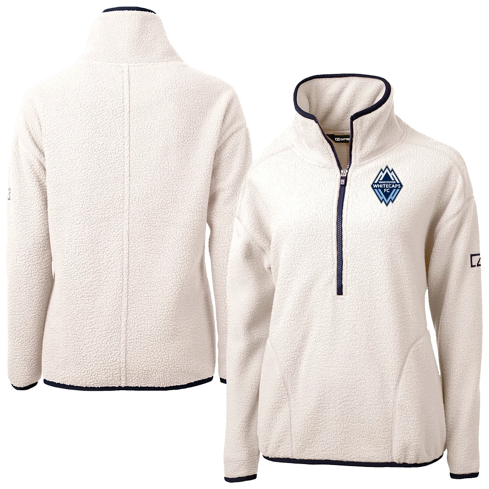 Women's Cutter & Buck Oatmeal Vancouver Whitecaps FC Cascade Eco Fleece Pullover Jacket