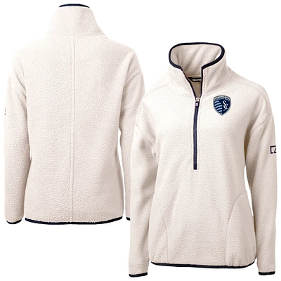Women's Cutter & Buck Oatmeal Sporting Kansas City Cascade Eco Fleece Pullover Jacket