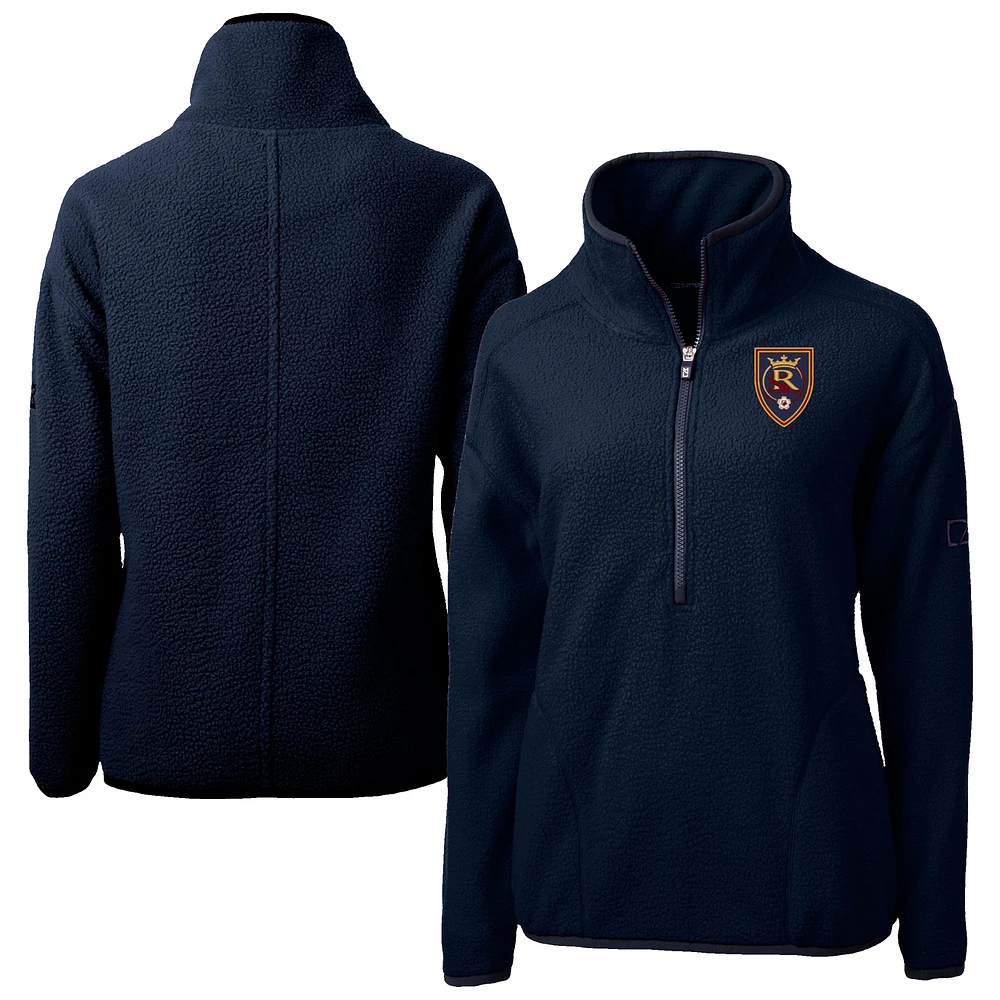 Women's Cutter & Buck Navy Real Salt Lake Cascade Eco Fleece Pullover Jacket