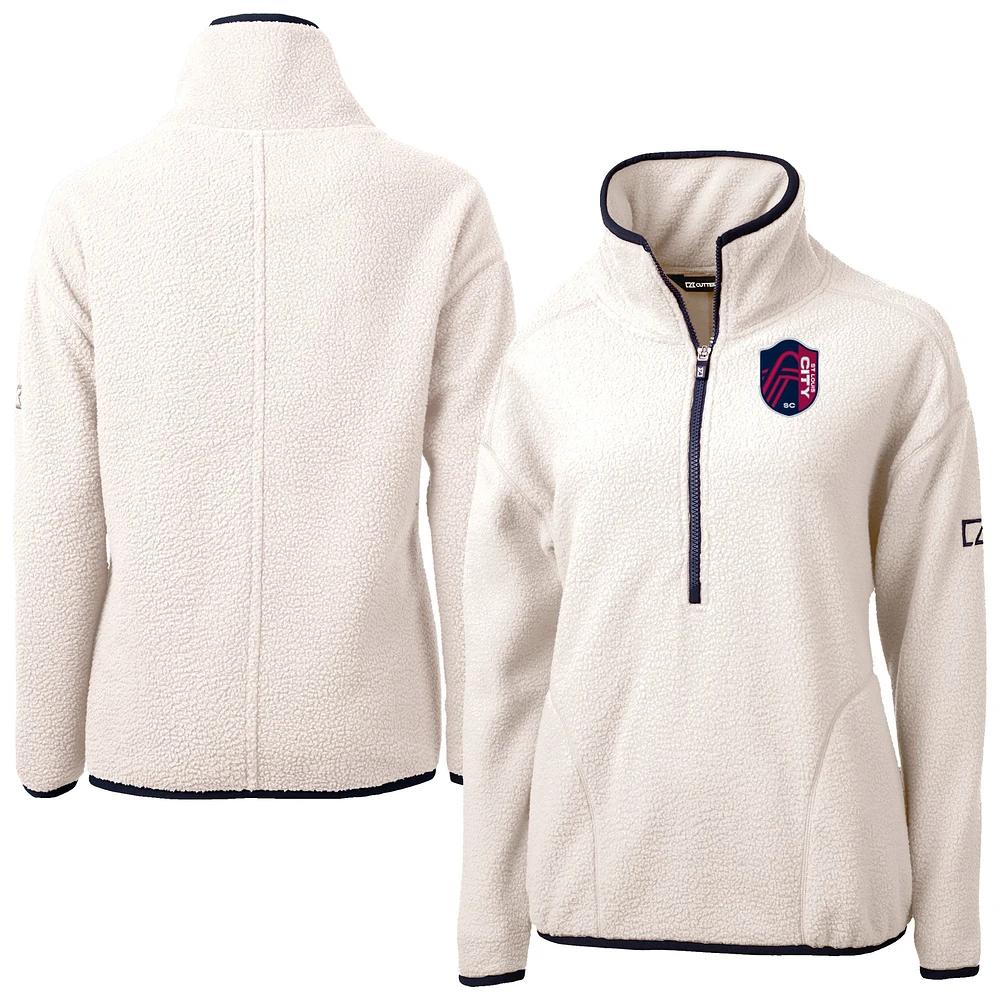 Women's Cutter & Buck Oatmeal St. Louis City SC Cascade Eco Fleece Pullover Jacket