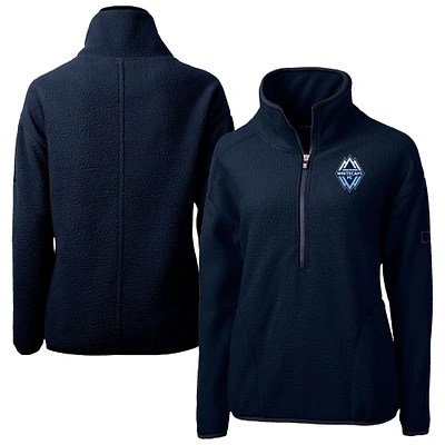 Women's Cutter & Buck Navy Vancouver Whitecaps FC Cascade Eco Fleece Pullover Jacket