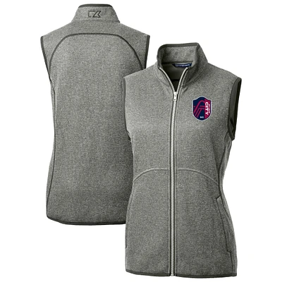 Women's Cutter & Buck Heather Gray St. Louis City SC Mainsail Sweater-Knit Full-Zip Vest