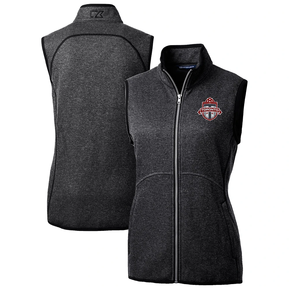 Women's Cutter & Buck Heather Charcoal Toronto FC Mainsail Sweater-Knit Full-Zip Vest