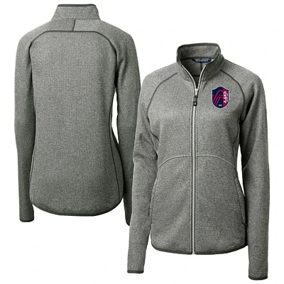 Women's Cutter & Buck Heather Gray St. Louis City SC Mainsail Sweater-Knit Raglan Full-Zip Jacket